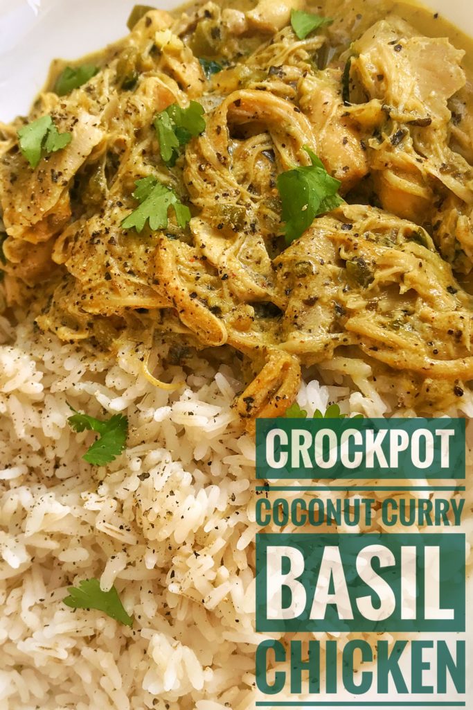 Crockpot Coconut Curry Basil Chicken | ScrambledandSpiced.com
