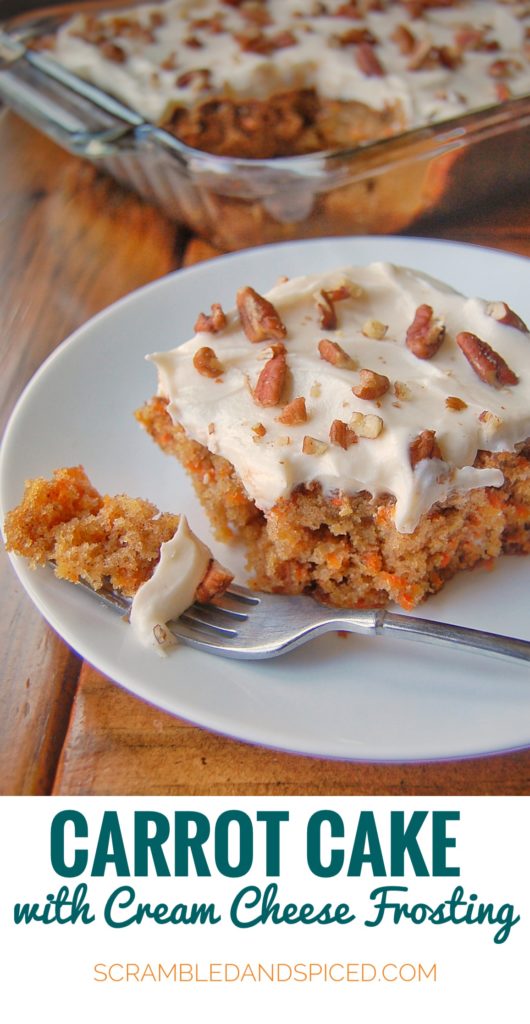 Carrot Cake with Cream Cheese Frosting | ScrambledandSpiced.com