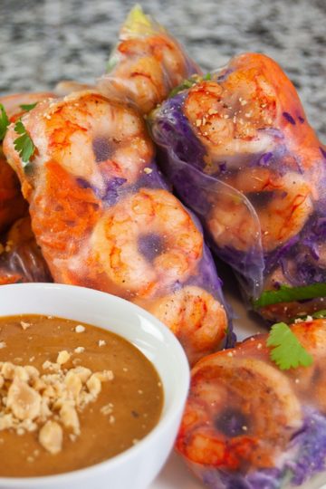 Healthy Shrimp Summer Rolls with Peanut Sauce | ScrambledandSpiced.com